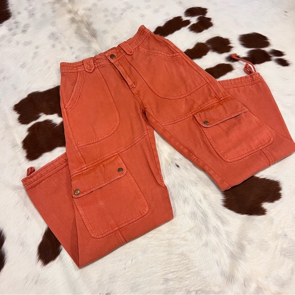 Free People Orange Cargo Pants - Picture 2 of 6